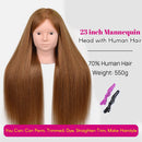 New Female Mannequin Training Doll Head With 70% Real Hair For Hairsyles Hairdressing Cosmetology Dolls Head With Stand Tripod