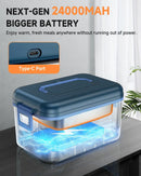 Cordless Electric Lunch Box,1.4L 24000mAh Rechargeable Heated Lunch Box with Ice Crystal Box,24 Hours Self Heating Lunchbox