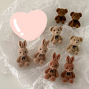 Fashion Korea Silver Needle Autumn and Winter Earrings Cute Flocking Rabbit Ear Studs Jewelry Bear Earrings for Women Girls 2023