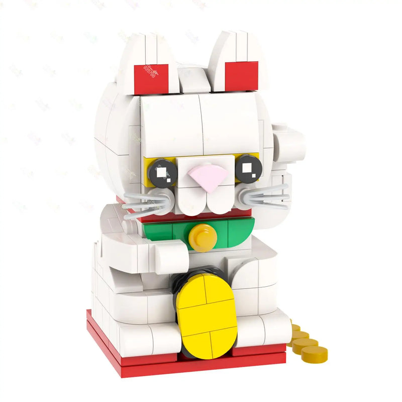 184PCS Creative Series Decoration MOC Building Blocks DIY Fortune Cat Lucky Mascots Models Bricks Assemble Toys For Kids MOC1107