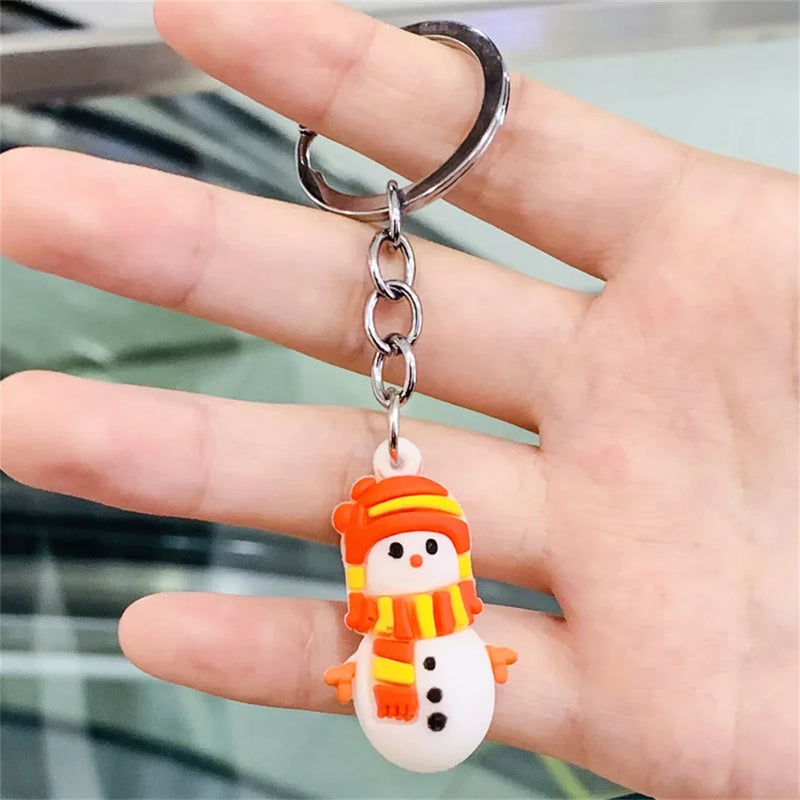 Santa Claus Couple Keychain Cute Cartoon Christmas Car Accessories Backpack Bag Phone Hanger Creative Gift Holiday Decoration