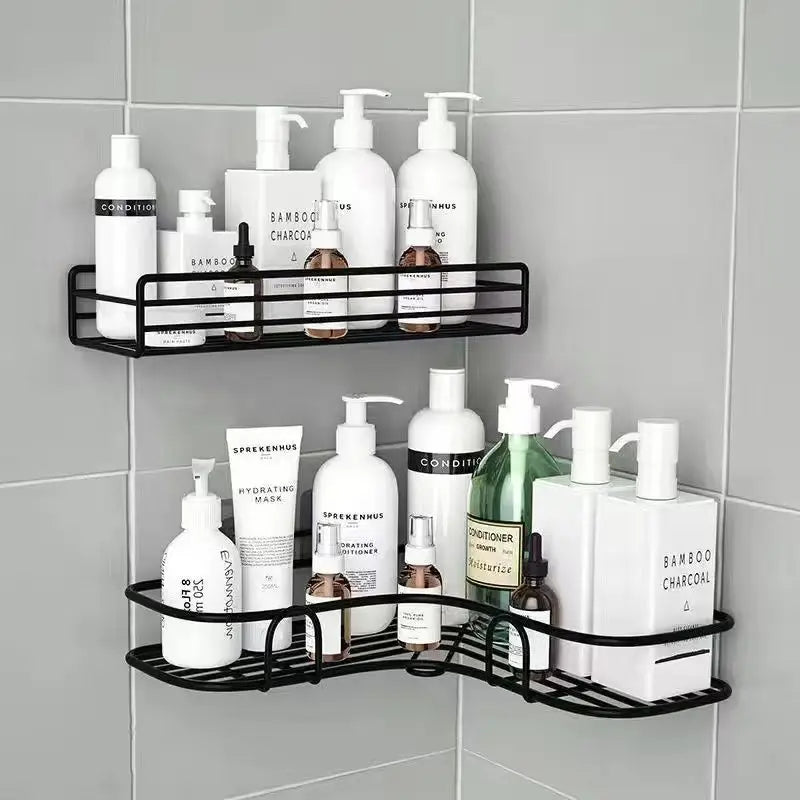 Bathroom Shelf Wall Mounted Corner Storage Shelves Shampoo Holder Cosmetic Rack Iron Shower Drain Basket Bathroom Organizer