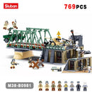 769PCS WW2 Battle Of Budapest Bridge Scene Building Blocks Classic War View Model Bricks Set With Figures Children DIY Toy Gift