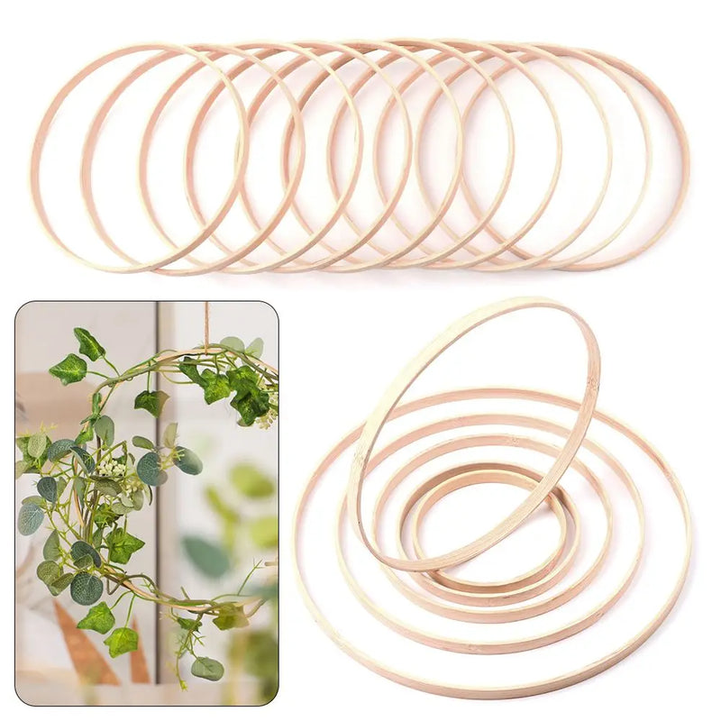 10Pcs Practical Round Crafts Wooden Bamboo Hoop Floral Hoop Bamboo Ring Dream Catcher DIY Handmade Crafts Tools Practical