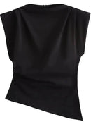Fashion Shoulderless European American Style Top Simple Pleated Decorative New Arrivals