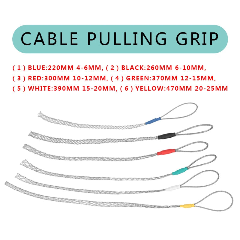 6 Colors Cable Puller Wire Grip Galvanizing Metal Cable Pulling Socks Mesh Puller Antislip Pipe Conduit Pull Net Cover 4-25mm