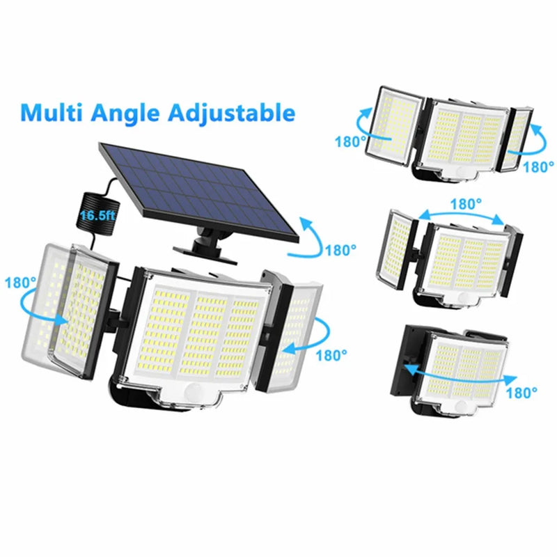 348LED Outdoor Solar Light with Motion Sensor Remote Control IP65 Waterproof for Patio Garage Security Wall Light