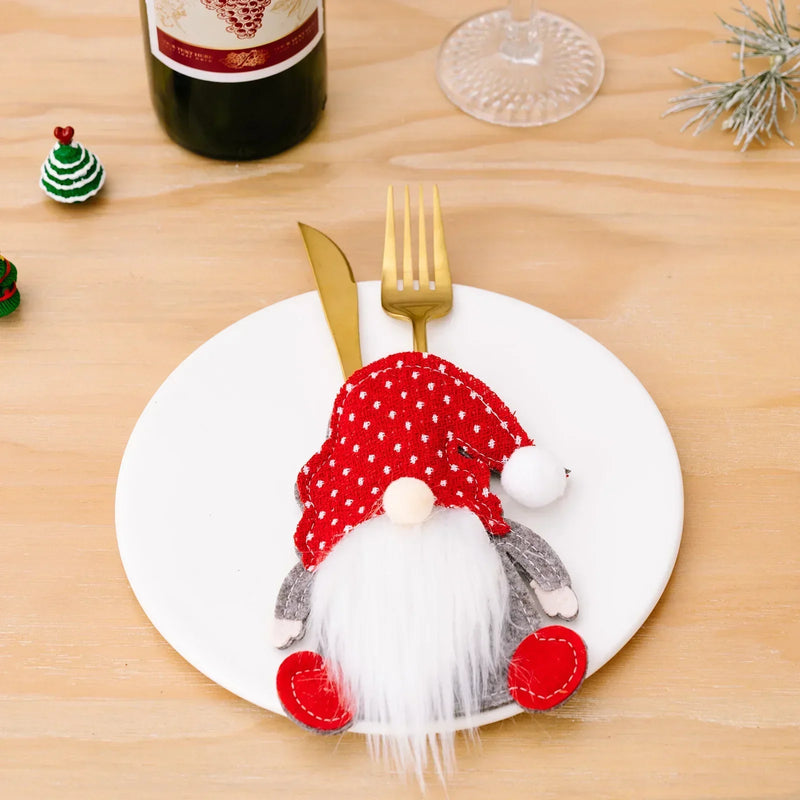 Christmas Cutlery Holder Knife Fork Bags Gnome Santa Claus Xmas Tableware Holders Party Dinner Table Decoration Supplies