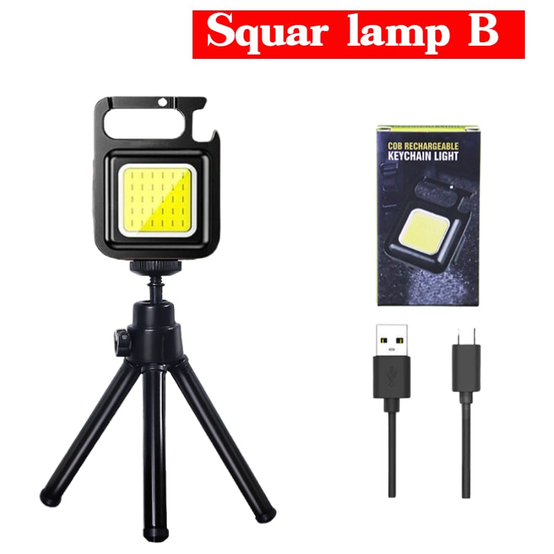 Portable Rechargeable LED Flashlight Keychain Light Torch Lantern 4 Lighting Modes Work Light Camping Light Mini Led Flashlight