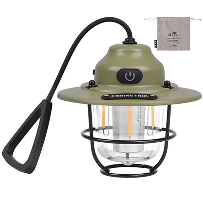 LED Camping Light Retro Hanging Tent Lamp Waterproof Retro Camping Lantern Stepless Dimmable 4500mAh Rechargeable Emergency Lamp