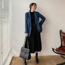 New Woolen Coat Women Elegant Thick Blue Suit Blazer Jacket 2023 Autumn Winter Office Lady Outwear Female Fashion
