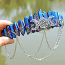 1PC Black Raw Crystal Quartz Hair Accessories Witches Crown Headpiece Tiara Halo Bridal Headband