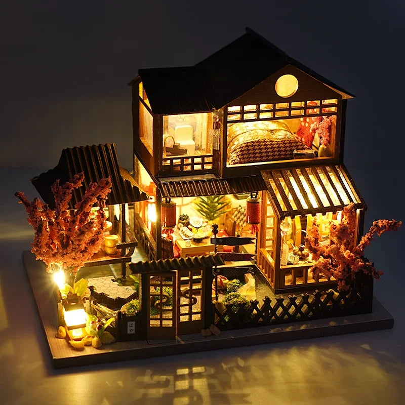 DIY Dollhouse Wooden Doll Houses Miniature Doll House Furniture Kit Led Toys for Children Birthday Gift
