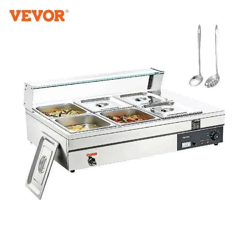 VEVOR Commercial Electric Soup Food Warmer with 3/6/10/12 Pans Stainless Steel Bain Marie Buffet Countertop for Home Restaurant