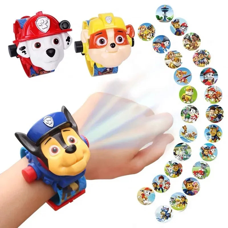 Paw Patrol Watch Cartoon 3D Projection Watch Chase Rubble Marshall Skye Anime Digital Watches Model Children Toy Wristband Watch