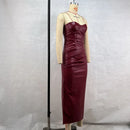 Luxury Leather Strapless Short Dress Women's Sexy Party Curvy Mini Dresses Evening Corset Red Brown Cocktail Autumn Fall 2026
