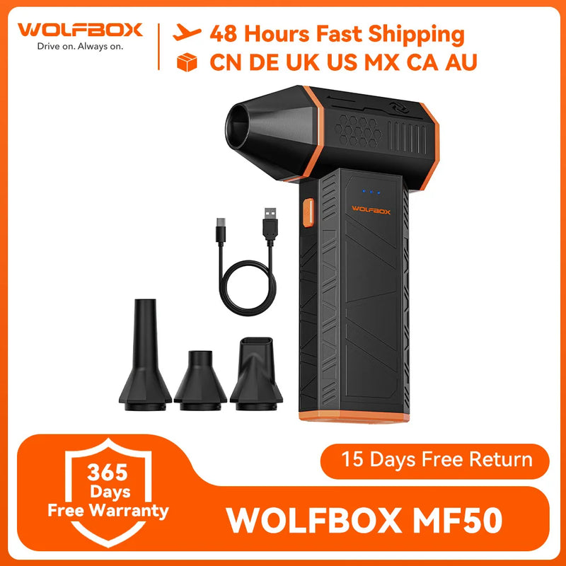 WOLFBOX MF50 Electric Air Duster Air Blower-110000RPM Super Power, Rechargeable 3-Gear Brushless Motor for Car/PC/Home/Outdoor