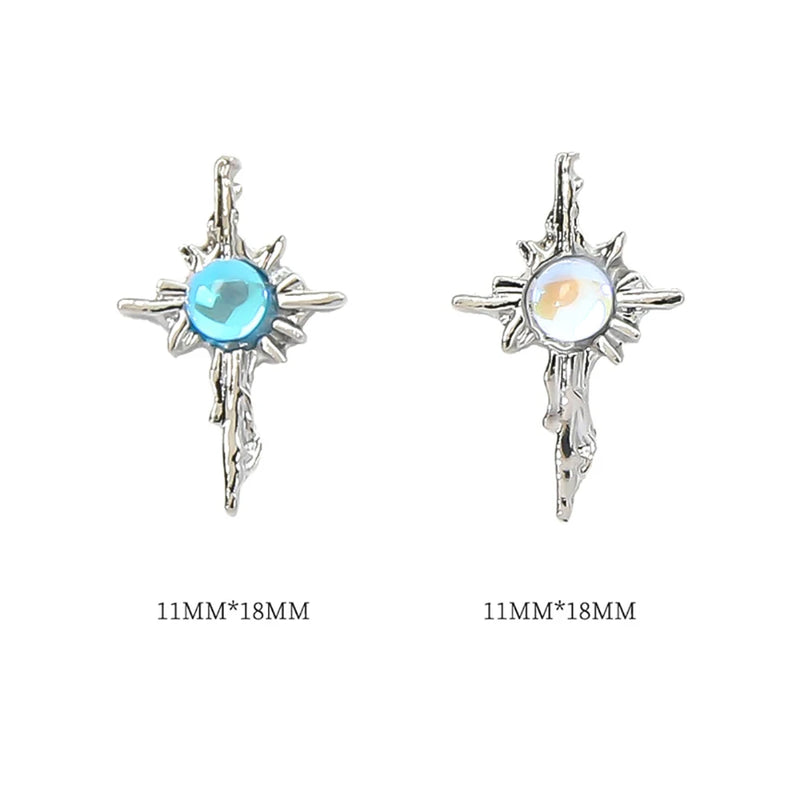3D luxury zircon Star cross Nail Metal Charms 10pcs mermaid  bead nail jewelry  11*18mm Aolly Nail Art Crystal Gems Decorations