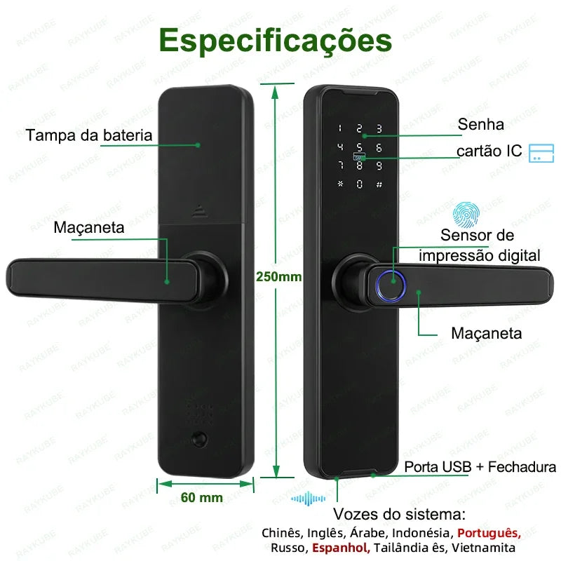 Do Brazil K7 Pro+ Biometric Fingerprint Door Lock Smart Lock Tuya App Unlock Keyless Lock