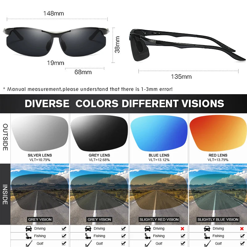 Aluminum HD Polarized Photochromic Sunglasses Men Driving Sun Glasses Male Outdoor Sport Eyewear Anti-UV oculos de sol masculino