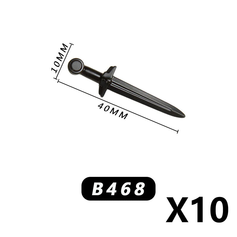 Medieval MOC Weapon Figure Accessories Building Blocks Soldiers Sword Shield Bow Arrow Trident Hammer Axe Spear Brick Kid Toy