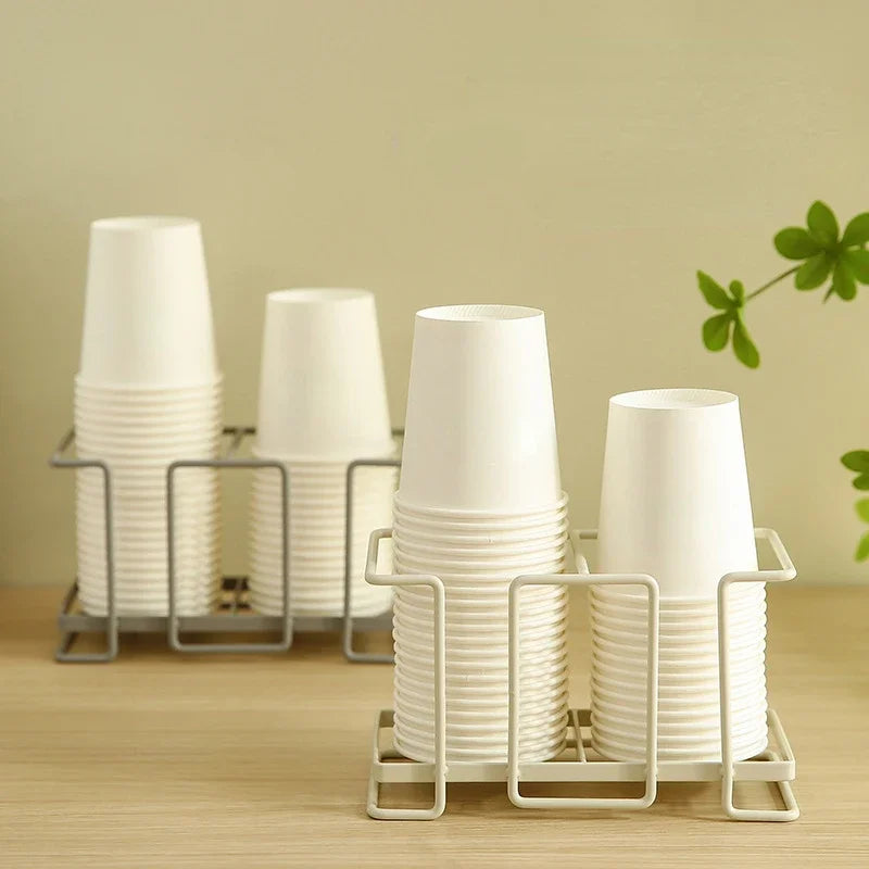 Multipurpose Paper Cup Holder Desktop Disposable Cups Organizer Dispenser Durable Mini Tea Bags Coffee Pods Storage Organizer