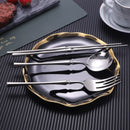 Bright Silver 18/10 Stainless Steel Luxury Cutlery Dinnerware Tableware Knife Spoon Fork Chopsticks Flatware Set Dishwasher Safe