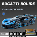 1:24 Bugatti Bolide Alloy Sport Car Model Diecast Sound And Light Pull Back  Toy Collecting Hobbies Children's Birthday Toy Gift