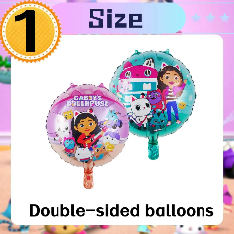 New Gabby Dollhouse Cats Birthday Party Decoration Balloon Pink Cartoon Tableware Backdrop Baby Shower Kids Girls Party Supplies