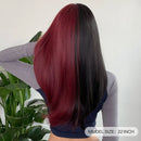 Wine Red and Black Medium Length Synthetic Wigs with Bangs Christmas Halloween Cosplay Hair Heat Resistant Fibre Two Tone Wig