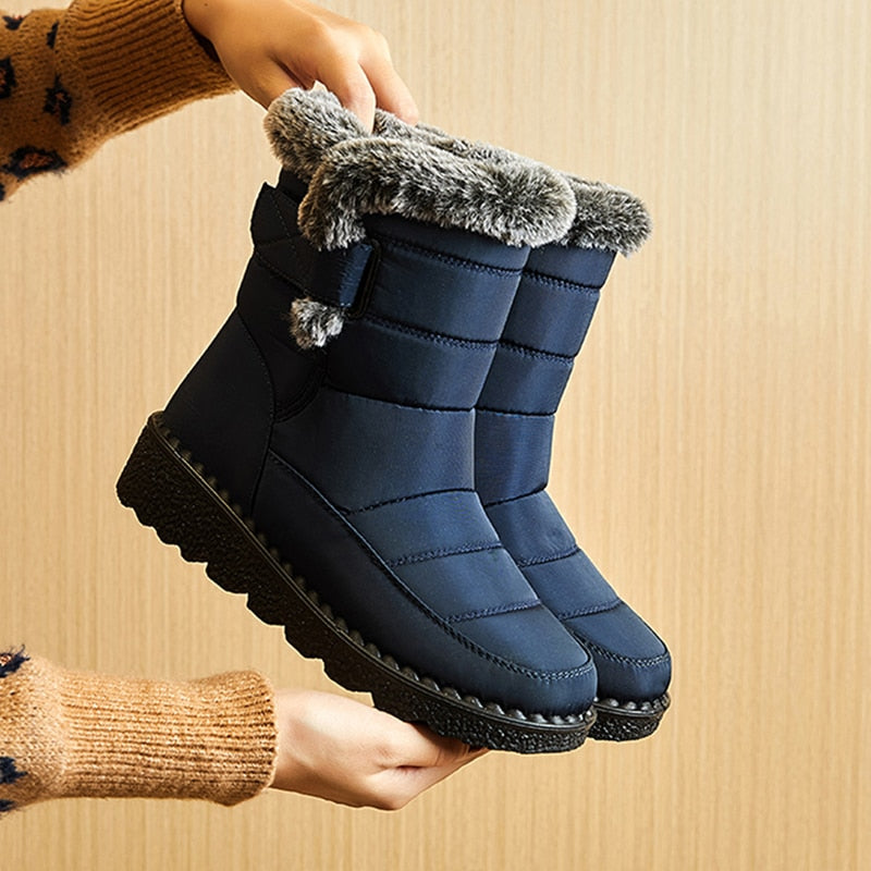 Waterproof Winter Boots for Women 2023 New Faux Fur Long Plush Snow Boots Woman Platform Ankle Boots Warm Cotton Couples Shoes