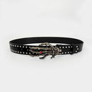 Unisex Jeans Belt Gothic Punk Y2k Designer Belts For Women Plus Size Skull Hand Heart Rivet Black Men's Belt Male Dark series