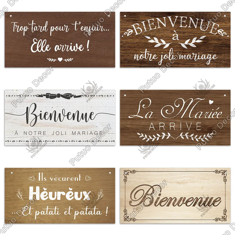 Putuo Decor French Wedding Signs Spanish Wooden Hanging Signs Romantic Wooden Plaque Wood for Home Room Decoration Wedding Decor