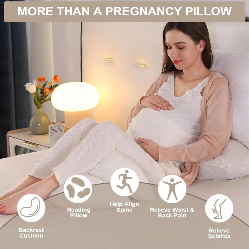 Pregnancy Pillow Maternity Pillow for Side Sleeping Soft Pregnancy Body Pillow Maternity Pillow w/ Detachable Adjustable Pillow