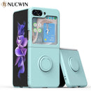 Luxury Ring Stand Magnetic Phone Case For Samsung Galaxy Z Flip 5 4 Flip 3 Bracket Skin Feel Silicone Cover For Samsung Z Flip 5