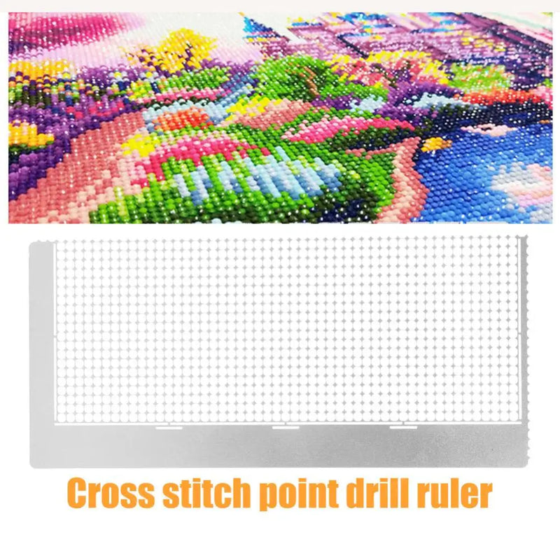 5D Diamond Mesh Ruler Adjustment Fix Tool Metal Drawing Ruler Practical Round Drill for DIY Diamond Painting Kits for Art Crafts