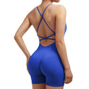 2024 Bauchweg Gepolsterter Einteiler Sport-BH Gerippte Schnelltrocknende Fitness-Oberteile Damen Neckholder Strampler Nahtloser Overall