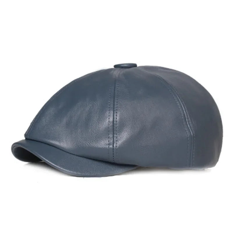 Retro Octagonal Leather Hat Autumn Men's Beret Elegant Fashion Cap Snapback Caps for Men Women