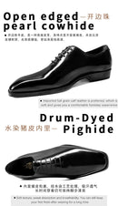 2025 Hanmce New High Quality Men's Dress Suit Cow Genuine Leather Oxfords Shoes With Free Shipping  Hot