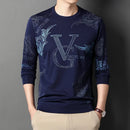 Neues Herren-Langarmshirt mit Rundhalsausschnitt und Print, dünn, Sommer, bequem, modisch, leger, Neuheiten, Streetstyle-Oberteil