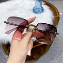 New Rimless Square Sunglasses Women's Brand Designer Fashion Sun Glasses Female Summer Travel Trend Eyewear UV400 Oculos De Sol