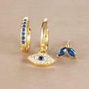 Luxury Zircon Evil Eye Hoop Earring Set For Women Stainelss Steel Turkish Devil's Eye Huggie Earring Aesthetic Jewelry arete