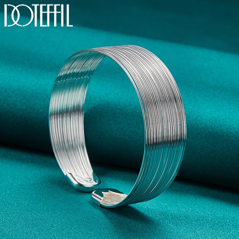 DOTEFFIL 925 Sterling Silver Multi-Line Bracelets Bangle For Women Fashion Jewelry High Quality Gift Free shipping