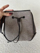 Spring summer casual natural straw leather shoulder strap bag