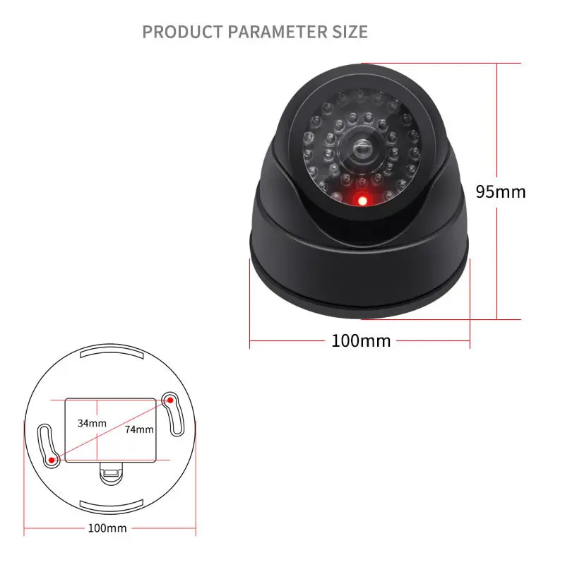 Creative Black Plastic Dome CCTV Dummy Camera Flashing Led Fake Camera Power Via AA Battery Surveillance Security System