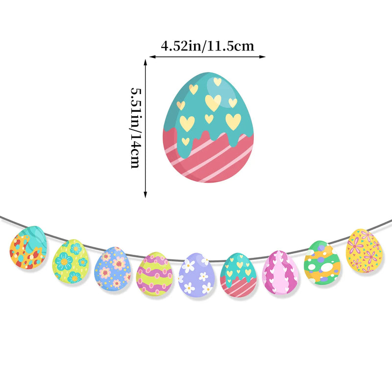 Easter Banner Easter Sign Garlands Rabbit Swirl Hanging Decoration Easter Egg Carrot Bunny Banner Happy Easter Party Decorations