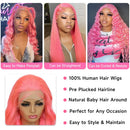 High Density 30 Inch Colored Body Wave 13x6 Hd pink lace front wig human hair Wig 13x4 Transparent Lace Frontal For Women Choice