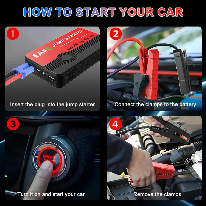 Car Jump Starter 600A-2000A Power Bank Portable Car Battery Charger for 12V Auto Starting Device Petrol Diesel Emergency Booster