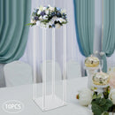 10Pcs Acrylic Vase Wedding Flower Stands Set, 23.6"H Clear Column Rack Geometric Display Stand for Home Party Wedding Decor