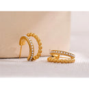 Yhpup Vintage Imitation Pearls 18K Gold Plated Stainless Steel Geometric Charm Earrings for Women Fashion Waterproof Jewelry